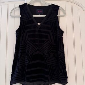 Chic Black Velvet Geometric Blouse